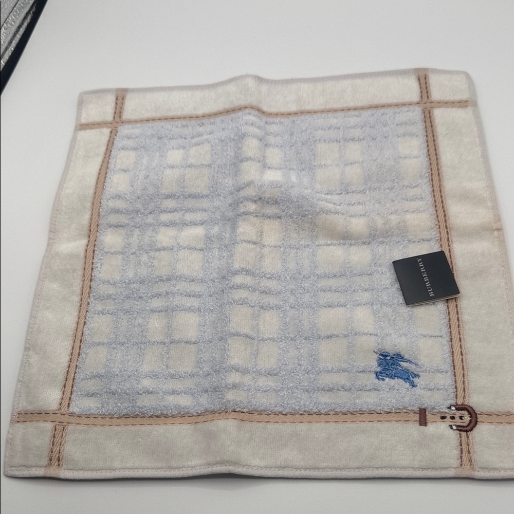 Burberry Cream and Light Blue Check Towel